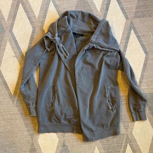 All Saints Charcoal Brooke Knit Sweatshirt Jacket Size Small